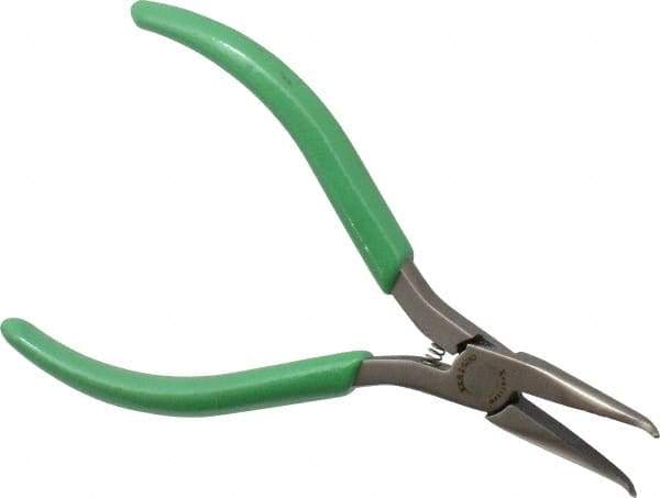 Xcelite - 5" OAL, 1-15/64" Jaw Length x 27/64" Jaw Width, Long Nose Pliers - Serrated, Curved Jaw, Curved Head, ESD Cushion Handles, with Spring - Strong Tooling