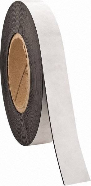 Made in USA - 50' Long x 1" Wide Flexible Magnetic Strip - 4 Lb Max Pull Force, Adhesive Back, Black - Strong Tooling