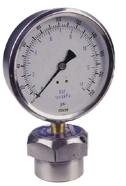 Value Collection - 60 Max psi, 4 Inch Dial Diameter, Stainless Steel Pressure Gauge Guard and Isolator - 1% Accuracy, 18-8 Material Grade - Strong Tooling