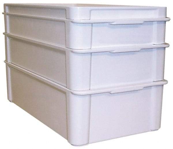 MFG Tray - 150 Lb Load Capacity White Fiberglass Tote Container - Stacking, 22" Long x 12" Wide x 1.3" High - Strong Tooling