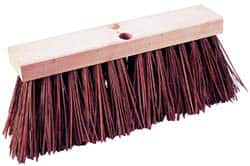 PRO-SOURCE - 14" Rough Surface Palmyra Push Broom - 6-1/4" Bristle Length, Wood Block, Tapered Handle Connection, Handle Sold Separately - Strong Tooling