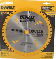 DeWALT - 8-1/4" Diam, 5/8" Arbor Hole Diam, 40 Tooth Wet & Dry Cut Saw Blade - Carbide-Tipped, General Purpose Action, Diamond Arbor - Strong Tooling