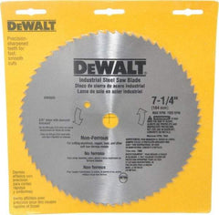 DeWALT - 7-1/4" Diam, 5/8" Arbor Hole Diam, 68 Tooth Wet & Dry Cut Saw Blade - Steel, Smooth Action, Standard Round Arbor - Strong Tooling