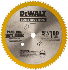 DeWALT - 5-3/8" Diam, 10mm Arbor Hole Diam, 80 Tooth Wet & Dry Cut Saw Blade - Steel, Standard Round Arbor - Strong Tooling