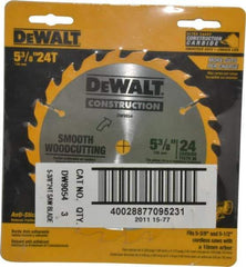 DeWALT - 5-3/8" Diam, 10mm Arbor Hole Diam, 24 Tooth Wet & Dry Cut Saw Blade - Carbide-Tipped, Smooth Action, Standard Round Arbor - Strong Tooling