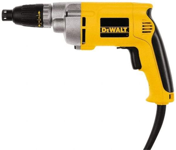 DeWALT - Pistol Grip Handle, 2,500 RPM, 132 In/Lb Torque, Electric Screwdriver - 1/4" Bit Holder, 110 Volts, 6.5 Amps - Strong Tooling