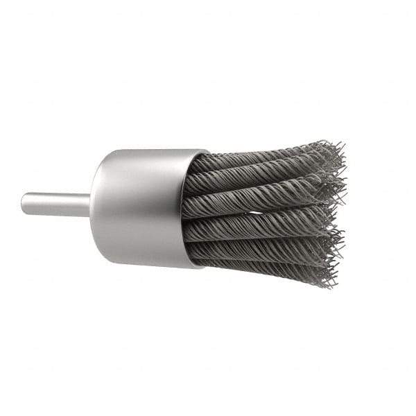 Anderson - 1-1/8" Brush Diam, Knotted, End Brush - 1/4" Diam Shank, 22,000 Max RPM - Strong Tooling