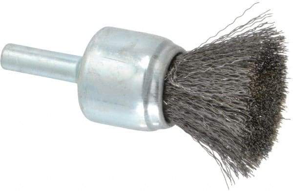 Anderson - 3/4" Brush Diam, Crimped, End Brush - 1/4" Diam Shank, 22,000 Max RPM - Strong Tooling