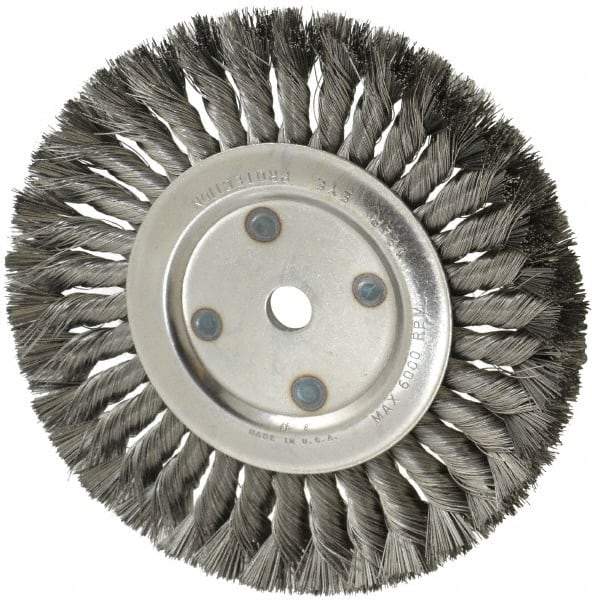 Anderson - 8" OD, 5/8" Arbor Hole, Knotted Steel Wheel Brush - 5/8" Face Width, 1-3/4" Trim Length, 0.014" Filament Diam, 6,000 RPM - Strong Tooling