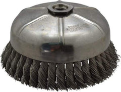 Anderson - 6" Diam, 5/8-11 Threaded Arbor, Steel Fill Cup Brush - 0.02 Wire Diam, 1-3/8" Trim Length, 6,600 Max RPM - Strong Tooling