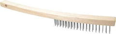 Value Collection - 3 Rows x 19 Columns Bent Handle Scratch Brush - 14" OAL, 1-1/8" Trim Length, Wood Curved Handle - Strong Tooling