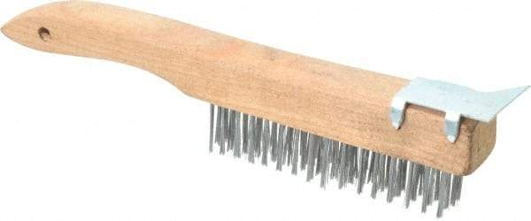 Value Collection - 4 Rows x 16 Columns Shoe Handle Scratch Brush with Scraper - 10" OAL, 1-1/8" Trim Length, Wood Shoe Handle - Strong Tooling