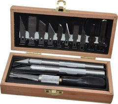 Excel - Hobby Knife Set - 12 Pieces, Includes Wooden Boxed Knife Set 3 Knives, 10 Blades - Strong Tooling