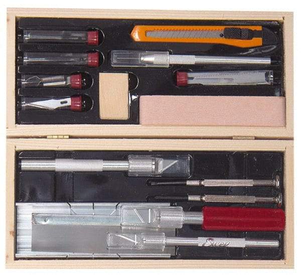 Excel - Hobby Knife Set - 17 Pieces, Includes Deluxe Large Wooden Chest Boxed - Strong Tooling