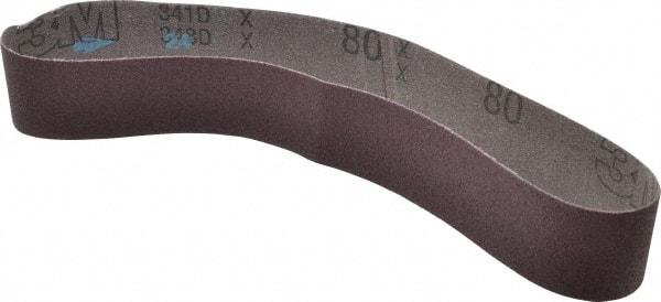 3M - 1-1/2" Wide x 24" OAL, 80 Grit, Aluminum Oxide Abrasive Belt - Aluminum Oxide, Medium, Coated, X Weighted Cloth Backing, Series 341D - Strong Tooling