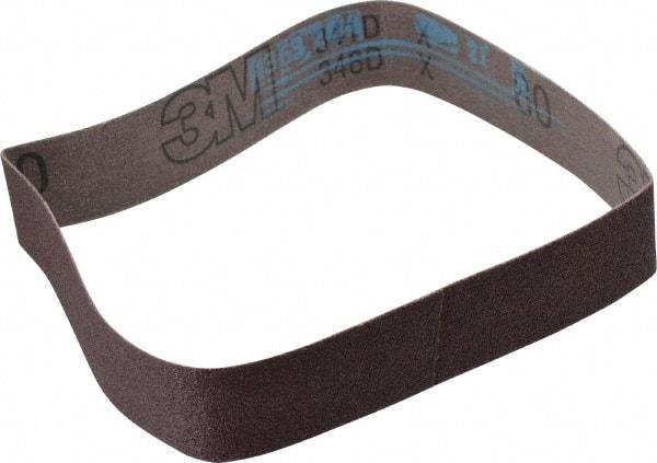 3M - 1-3/16" Wide x 21-1/4" OAL, 80 Grit, Aluminum Oxide Abrasive Belt - Aluminum Oxide, Medium, Coated, X Weighted Cloth Backing, Series 341D - Strong Tooling