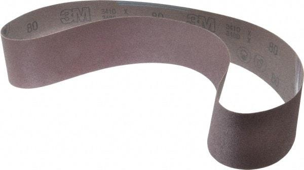 3M - 3" Wide x 48" OAL, 80 Grit, Aluminum Oxide Abrasive Belt - Aluminum Oxide, Medium, Coated, X Weighted Cloth Backing, Series 341D - Strong Tooling