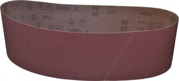 3M - 6" Wide x 48" OAL, 60 Grit, Aluminum Oxide Abrasive Belt - Aluminum Oxide, Medium, Coated, X Weighted Cloth Backing, Series 340D - Strong Tooling