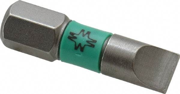 Wera - 1/4" Slotted Screwdriver Bit - 1/4" Hex Drive, 1" OAL - Strong Tooling