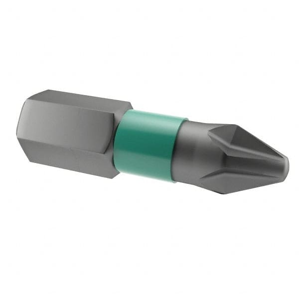 Wera - #2 Phillips Screwdriver Bit - 1/4" Hex Drive, 1" OAL - Strong Tooling