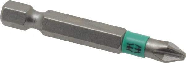 Wera - #2 Phillips Screwdriver Bit - 1/4" Hex Drive, 2" OAL - Strong Tooling