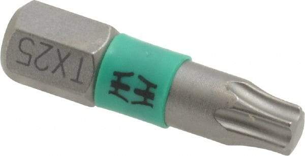 Wera - T25 Torx Bit - 1/4" Hex Drive, 1" OAL - Strong Tooling