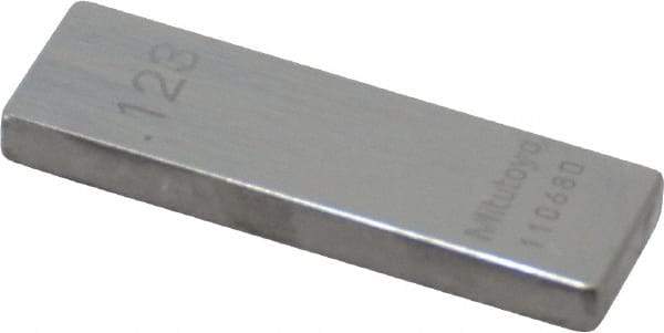 Mitutoyo - 0.123" Rectangular Steel Gage Block - Accuracy Grade 0, Includes Certificate of Inspection - Strong Tooling