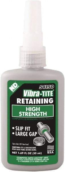 Vibra-Tite - 50 mL Bottle, Green, High Strength Liquid Retaining Compound - Series 541, 24 hr Full Cure Time, Heat Removal - Strong Tooling