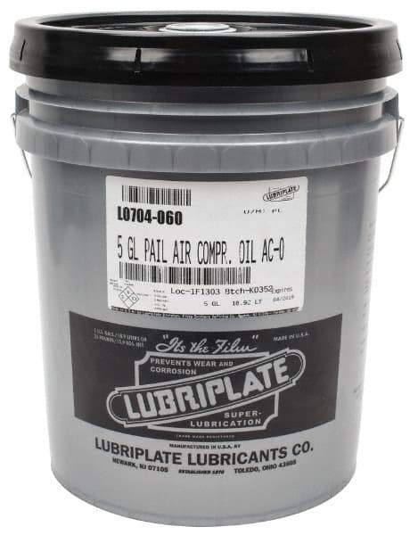 Lubriplate - 5 Gal Pail, ISO 32, SAE 10, Air Compressor Oil - 137 Viscosity (SUS) at 100°F, 43 Viscosity (SUS) at 210°F, Series AC-0 - Strong Tooling