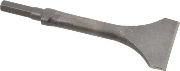 Made in USA - 3" Head Width, 9" OAL, 1/2" Shank Diam, Scaling Chisel - Hex Drive, Hex Shank, Alloy Steel - Strong Tooling