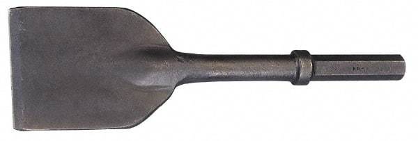 Made in USA - 5" Head Width, 11" OAL, 1-1/8" Shank Diam, Asphalt Cutter Chisel - Hex Drive, Hex Shank, Alloy Steel - Strong Tooling