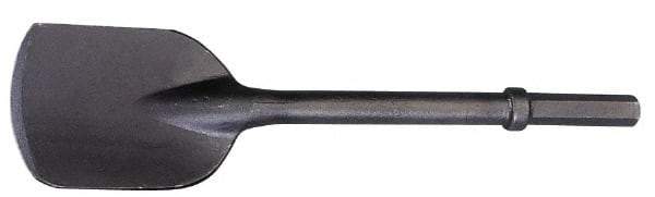 Made in USA - 5-1/2" Head Width, 22" OAL, 1-1/8" Shank Diam, Spade Chisel - Hex Drive, Hex Shank, Alloy Steel - Strong Tooling