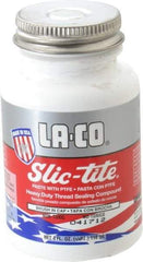 LA-CO - 1/4 Pt Brush Top Can White Thread Sealant - Paste with PTFE, 500°F Max Working Temp, For Metal, PVC, CPVC & ABS Plastic Pipe Threads - Strong Tooling