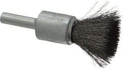 Weiler - 1/2" Brush Diam, Crimped, End Brush - 1/4" Diam Steel Shank, 25,000 Max RPM - Strong Tooling