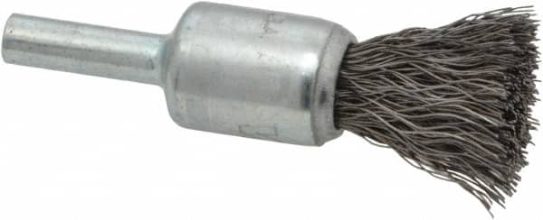 Weiler - 1/2" Brush Diam, Crimped, End Brush - 1/4" Diam Steel Shank, 25,000 Max RPM - Strong Tooling