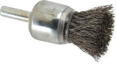 Weiler - 3/4" Brush Diam, Crimped, End Brush - 1/4" Diam Steel Shank, 22,000 Max RPM - Strong Tooling