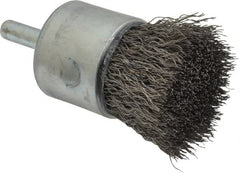 Weiler - 1" Brush Diam, Crimped, End Brush - 1/4" Diam Steel Shank, 22,000 Max RPM - Strong Tooling