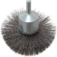 Weiler - 3" Brush Diam, Crimped, Flared End Brush - 1/4" Diam Shank, 16,000 Max RPM - Strong Tooling