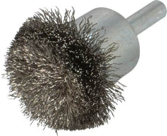 Weiler - 1-1/2" Brush Diam, Crimped, Flared End Brush - 1/4" Diam Shank, 20,000 Max RPM - Strong Tooling