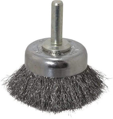 Weiler - 1-3/4" Diam, 1/4" Shank Diam, Steel Fill Cup Brush - 0.006 Wire Diam, 3/4" Trim Length, 13,000 Max RPM - Strong Tooling