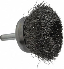 Weiler - 1-3/4" Diam, 1/4" Shank Diam, Steel Fill Cup Brush - 0.0118 Wire Diam, 3/4" Trim Length, 13,000 Max RPM - Strong Tooling