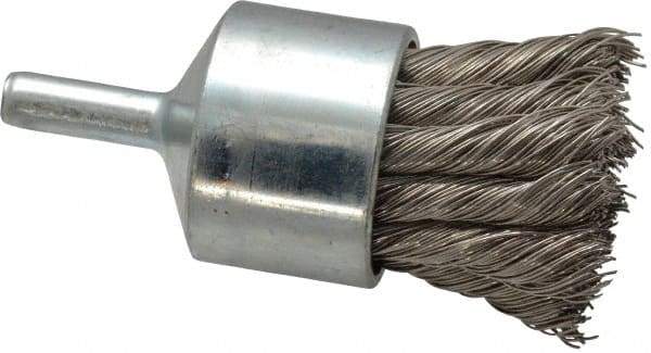 Weiler - 1-1/8" Brush Diam, Knotted, End Brush - 1/4" Diam Shank, 22,000 Max RPM - Strong Tooling