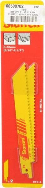 Starrett - 6" Long x 3/4" Thick, Bi-Metal Reciprocating Saw Blade - Straight Profile, 6 TPI, Toothed Edge, Universal Shank - Strong Tooling