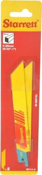 Starrett - 6" Long x 3/4" Thick, Bi-Metal Reciprocating Saw Blade - Straight Profile, 14 TPI, Toothed Edge, Universal Shank - Strong Tooling