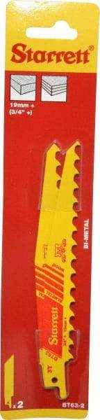 Starrett - 6" Long x 3/4" Thick, Bi-Metal Reciprocating Saw Blade - Tapered Profile, 3 TPI, Toothed Edge, Universal Shank - Strong Tooling