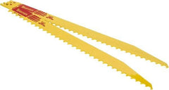 Starrett - 12" Long x 3/4" Thick, Bi-Metal Reciprocating Saw Blade - Tapered Profile, 3 TPI, Toothed Edge, Universal Shank - Strong Tooling