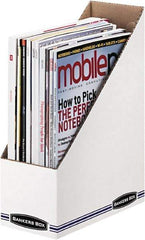 BANKERS BOX - White/Blue Magazine Stand - Corrugated Cardboard - Strong Tooling