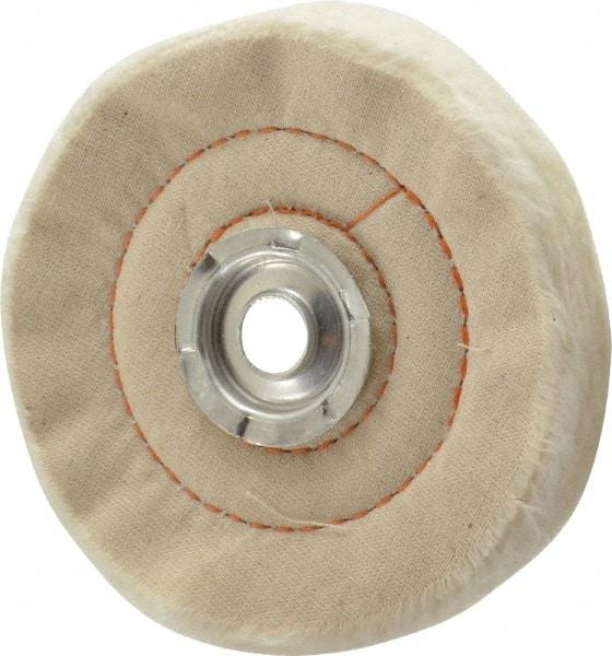 Dico - 4" Diam x 3/4" Thick Unmounted Buffing Wheel - Cushion Sewn, 1/2" Arbor Hole, Medium Density - Strong Tooling