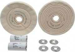 Dico - 6" Diam Cushion Sewn, Spiral Sewn Buffing Wheel Set - 1/2 - 1" Arbor Hole, Emery - Strong Tooling