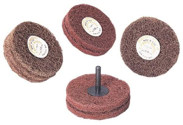 Standard Abrasives - 5" Diam x 2" Thick, Medium Mounted Scrubber Buffing Wheel - 2 Ply, Very Fine Grade, 1/4" Shank Diam, 4,000 RPM - Strong Tooling